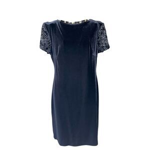 jump apparel by wendye chaitin Black Velvet Dress Sheer‎ Lace Back/sleeves 6P